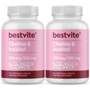 BESTVITE Choline Inositol 500mg (240 κάψουλες χορτοφαγικής) (120 x 2) - Χωρίς Stearates - Όχι Dicalcium Phosphate - Χωρίς πληρωτικά - Vegan - Μη ΓΤΟ - Χωρίς γλουτένη