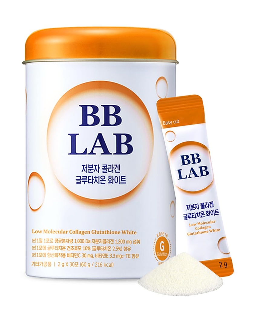 BB LAB Collagen Glutathione Λευκό, χαμηλό μοριακό κορεατικό συμπλήρωμα ραβδιού, πεπτίδια ψαριών, βιταμίνη C, βιταμίνη Ε, γλουταθειόνη, γρήγορη απορρόφηση, γεύση πορτοκαλιού