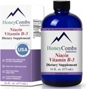 HoneyCombs Βιταμίνη Β3 Niacin Συμπλήρωμα Υγρές σταγόνες - Υψηλής ισχύος Βιταμίνη Β3 Υγρές σταγόνες για άνδρες & γυναίκες - Διατήρηση Digestive System, Δέρμα, Γλώσσα, Ενέργεια και Περισσότερα - Vegan Niacin Drop (16 FL oz)