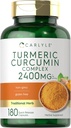 Carlyle Turmeric Curcumin Supplement 2400mg | 180 Powder Capsules | Herbal Complex | Non-GMO, Gluten Free Formula