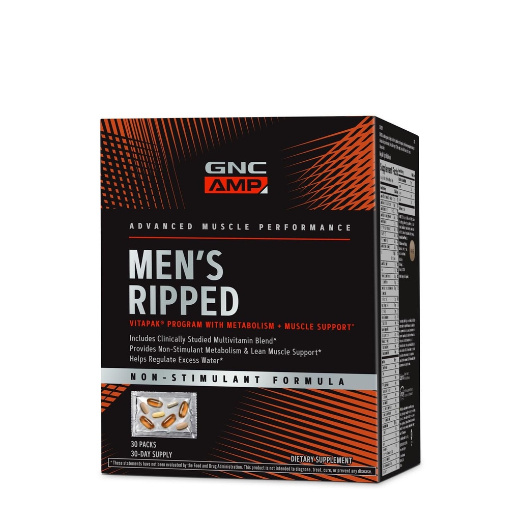 GNC Άνδρες Rippped Κλινικά Σπουδές Multivitamin Blend, Lean μυϊκή υποστήριξη, μη-διεγερτική Formula, 30 Υπηρεσίες