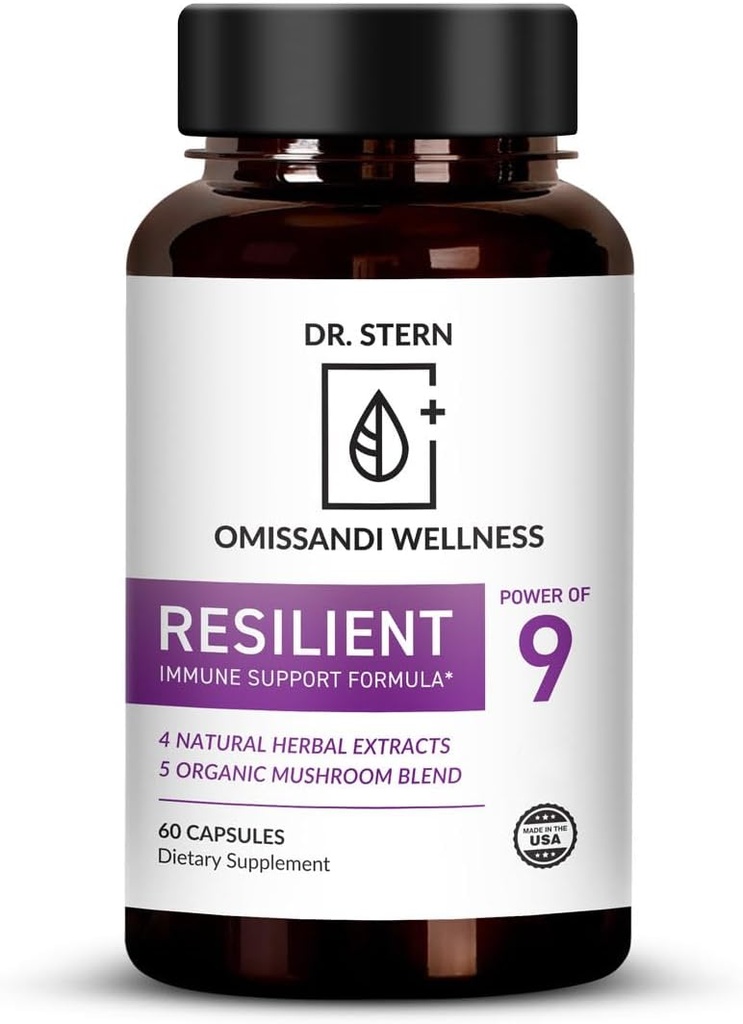 BIO-Essentials, Resilient - Φυσική υποστήριξη ανοσοποιητικού συστήματος - Dr. Formated to Boost Your αμυντικά - W/Organic Mushroom Blend, Echinacea, Astragalus, Organo & More - Vegan - Made in USA- 60 Κάψουλες