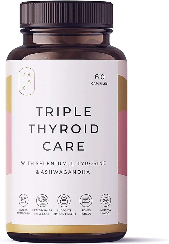 Σημείωση Palak Τρίκλινο Thyro υπηρεσίας - Selenium, Sea Kelp, L-Τυροσίνη, Ψευδάργυρος, Ashwagandha, B1 (Συσκευασία 60 καψουλών)