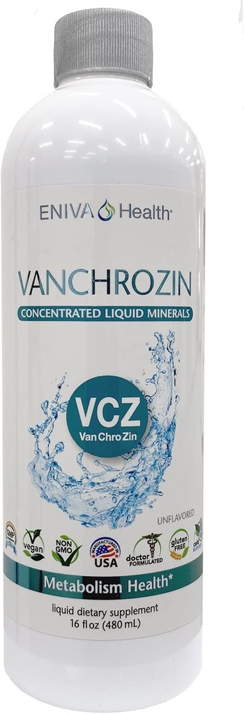 Eniva Health VANCHROZIN Liquid Ionic Minerals Supplement, Vanadium, Chromium & Zinc, Diabetic Friendly, 16 Fl Oz, 96 Υπηρεσίες