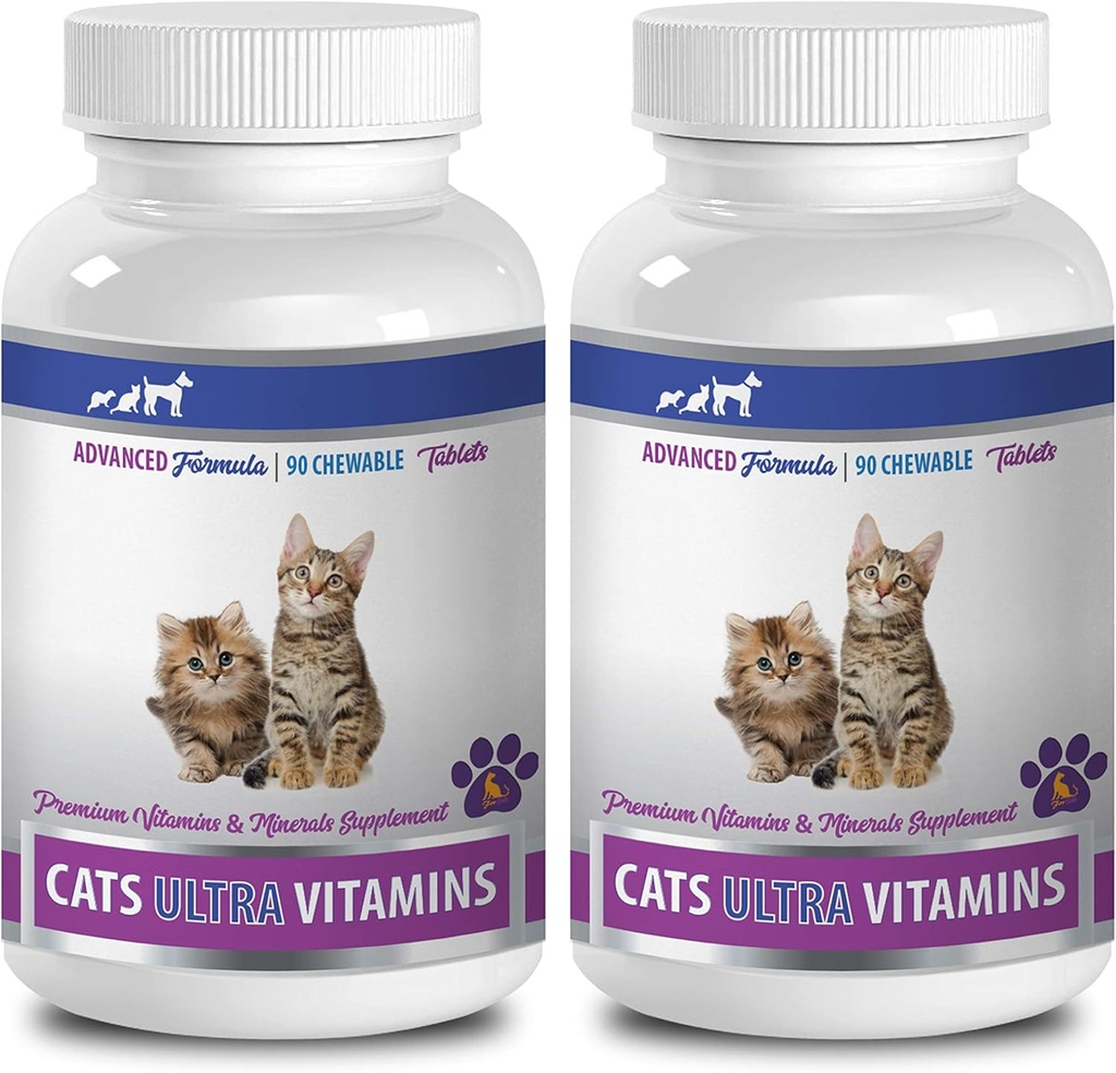 Wellness Treats for Cats - Ultra Vitamins for Cats - Healthy Minerals and Vitamins Formula - Chews - Ασβέστιο για γάτες - 2 μπουκάλια (180 Treats)