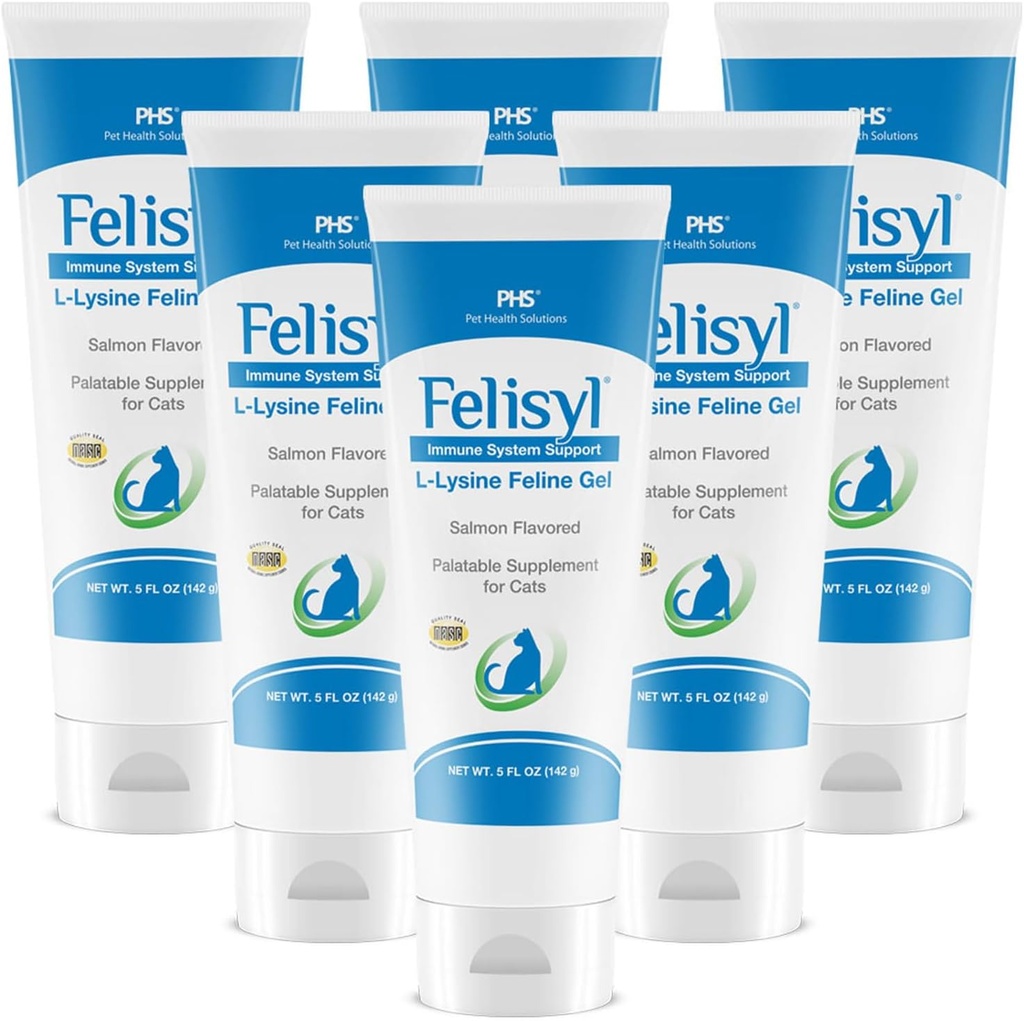 L-Lysine Gel για γάτες (5oz) – Υποστηρίζει το ανοσοποιητικό, το αναπνευστικό και την υγεία των ματιών. Εύκολα Φταρνίζεται, Runny μύτη, και Υδάτινα Μάτια. Νόστιμο Σολομός Γεύση - Made in The USA (6 Pack)