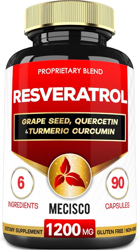 Trans Resveratrol συμπλήρωμα με σπόρους σταφυλιού, γαϊδουράγκαθο γάλακτος, και περισσότερα - Resveratrol - 6 Herbal Supports για το ανοσοποιητικό σύστημα, την υγεία της καρδιάς, τη διαχείριση του σώματος - 90 κάψουλες