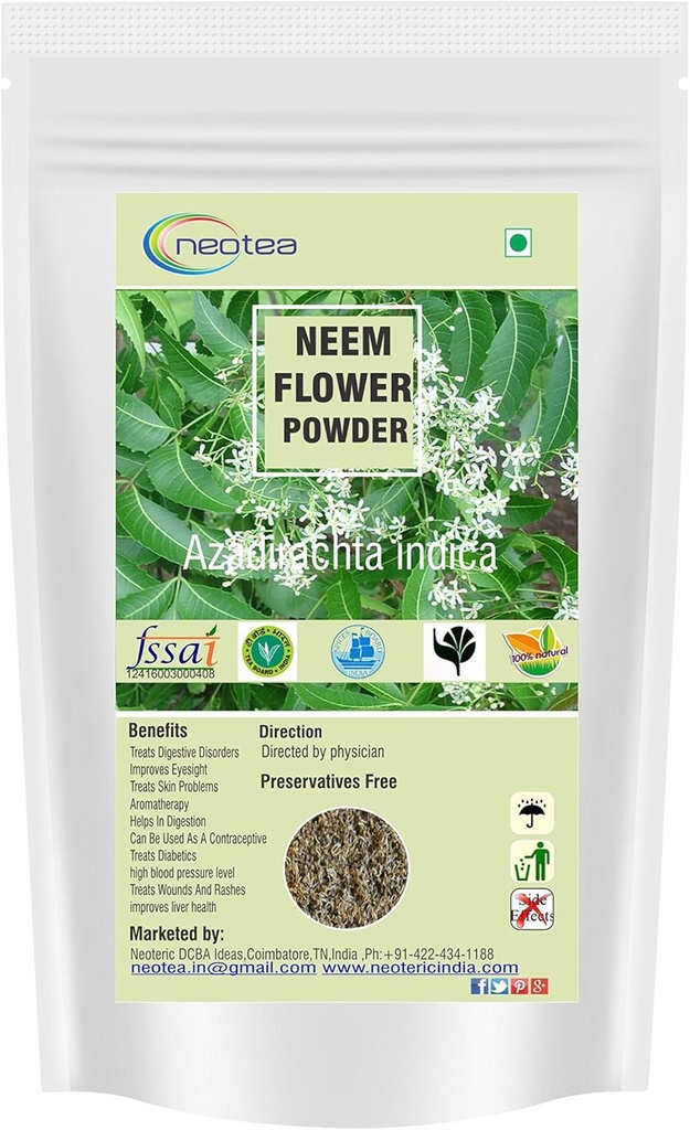 neotea Azadirachta Indica Neem Flower Powder Veppam Poo 200 GM | Neem Flower(Veppam) Powder | Pure & Herbal (Neem) Pushpam Poo | Premium & Organic Indian Lilac Flower Poo