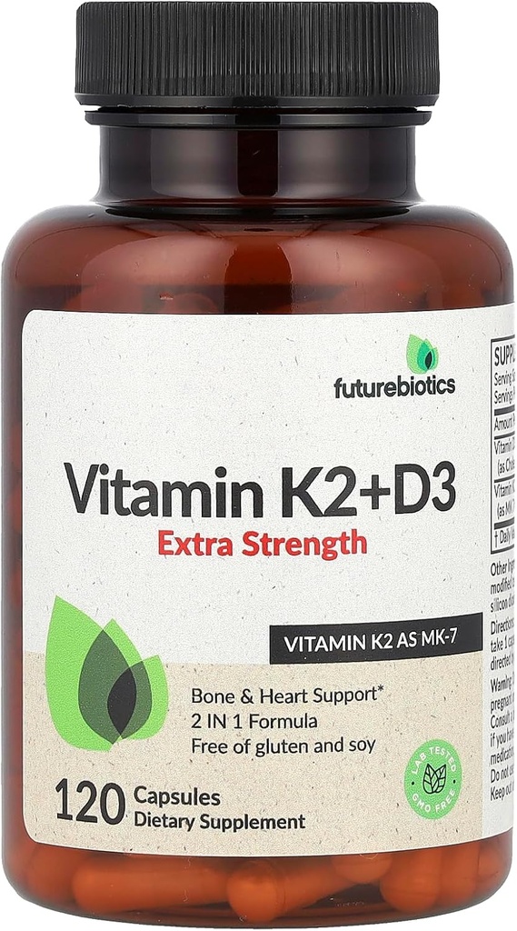 Μελλοντικά αντιβιοτικά Βιταμίνη K2 + D3, επιπλέον δύναμη, 120 κάψουλες