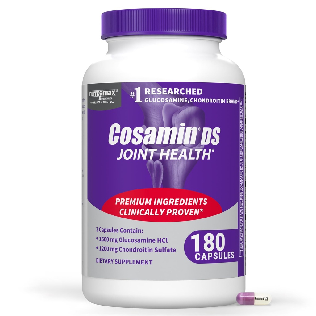 Nutramax Laboratories Cosamin® DS Joint Health Supplement with Glucosamine & Chondroitin for Adult Men & Women, Joint Supplement, 180 Capsules