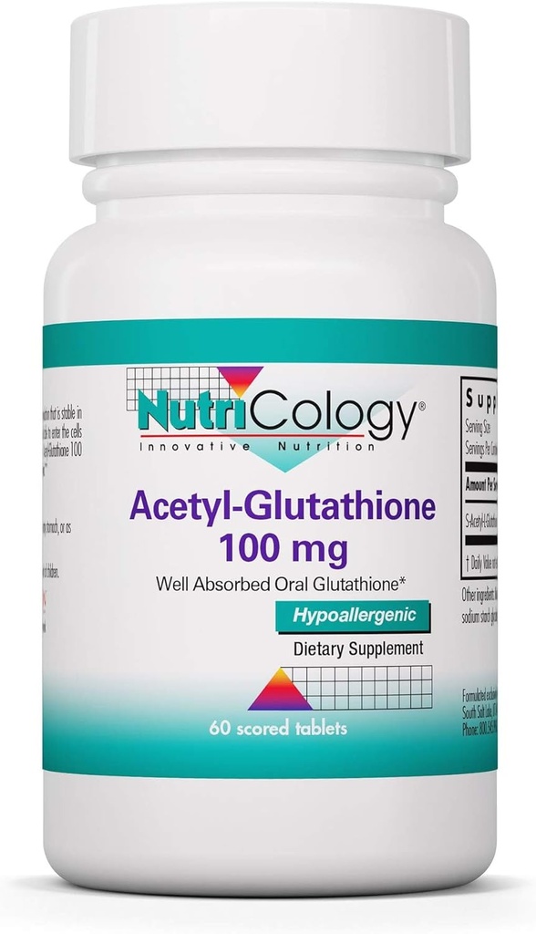 Nutricology Acetyl-Glutathione - S-Acetyl-L-Glutathione, Well Absorbed, Immune Support, 100 mg Συμπλήρωμα - 60 Count