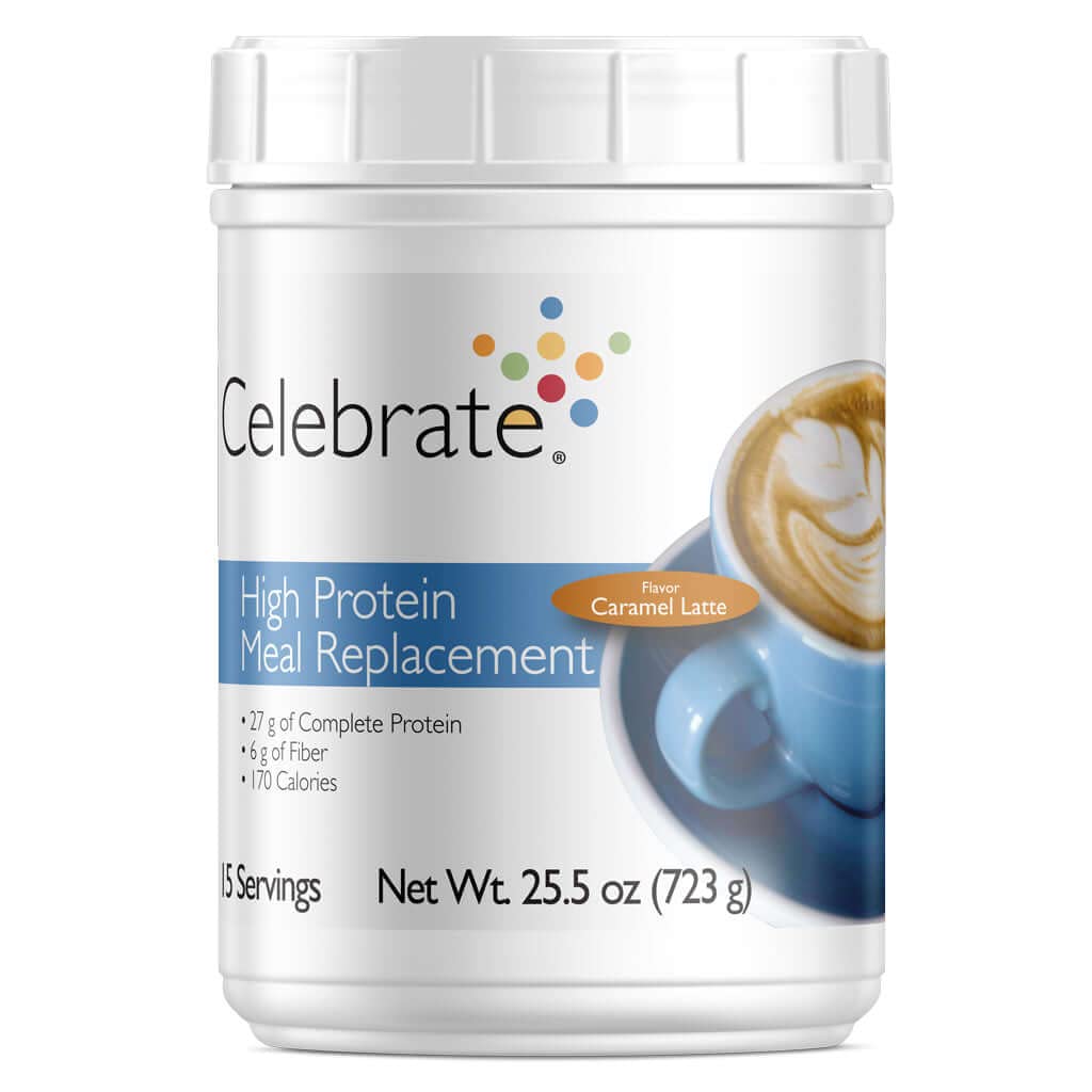 Γιορτάστε Βιταμίνες Υψηλής Αντικατάστασης Πρωτεΐνης Γεύμα Shake, 27 g Πρωτεϊνική Σκόνη, 6 g Fiber, Για Ασθενείς Μετα-Βαριατρικής Χειρουργικής, Caramel Latte, 15 μερίδες