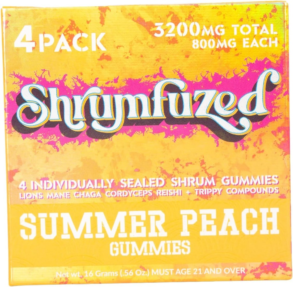 Ιδιοκτήτης Nootropic Gummy 3200mg - Mane Lion's, Reishi, Chaga, και Cordycep Nootropic Tripee Mushroom Blend (4, Summer Peach)