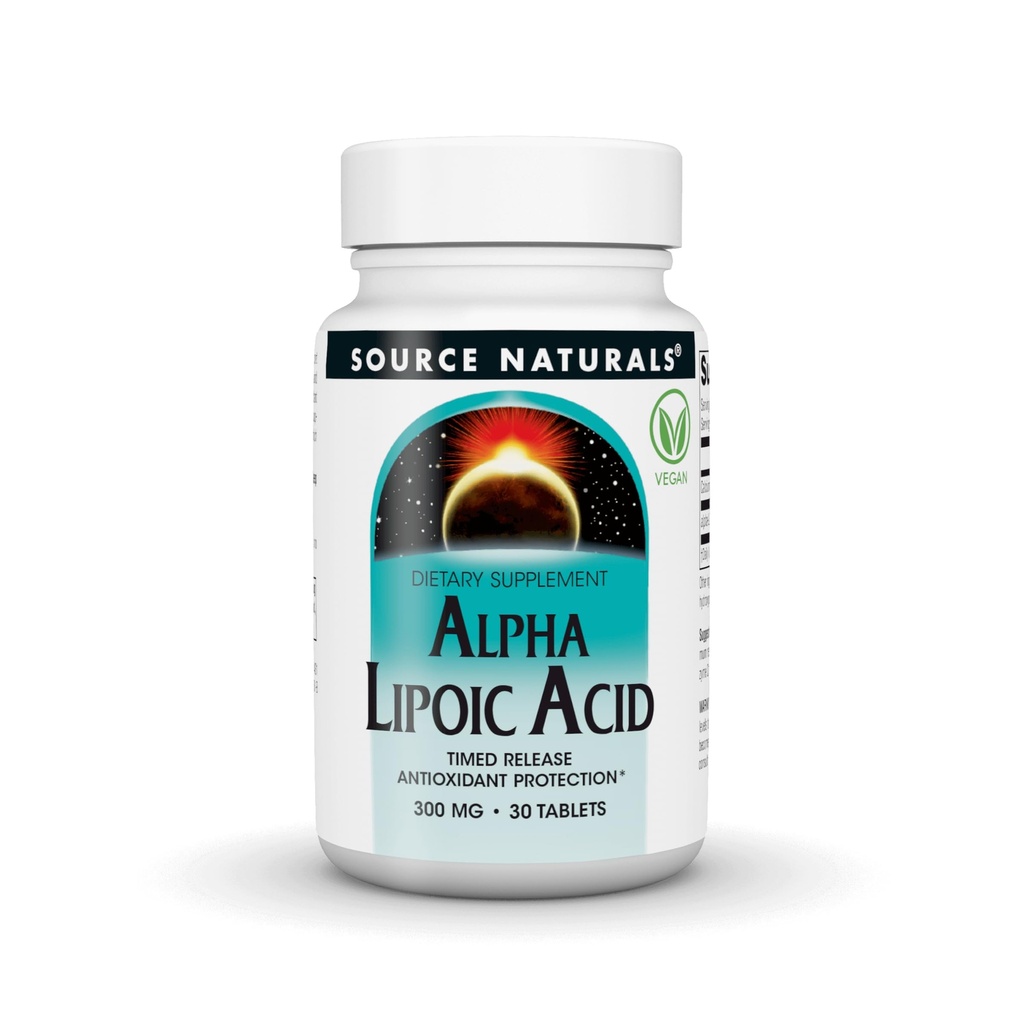 Source Naturals Alpha Lipoic Acid - Υποστηρίζει τον υγιή μεταβολισμό ζάχαρης, ηπατική λειτουργία & παραγωγή ενέργειας *, 300mg - 30 δισκία αποδέσμευσης χρόνου