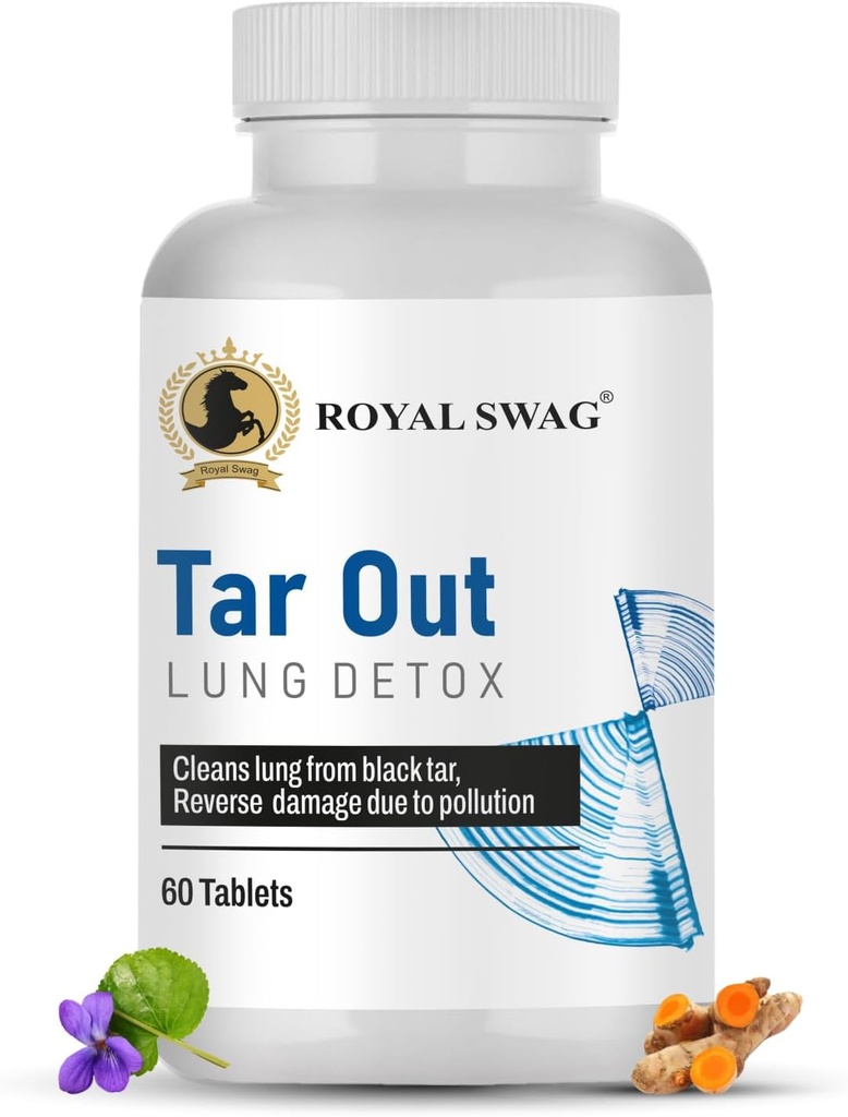 ROYAL SWAG Ayurvedic Lung Detox Tablets (60 Count) Vegetarian, συμπλήρωμα βοτάνων Made with Natural Extracts Tulsi, Mulethi, Vasava, Pippali, και Turmeric 