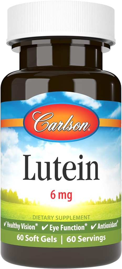 Carlson - Lutein, 6 mg, Υγιεινή Όραμα & Λειτουργία των ματιών, Αντιοξειδωτικό, 60 Softgels