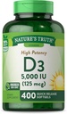 Nature's Truth Vitamin D3 5000 IU Softgels | 400 Count | High Potency | Non-GMO & Gluten Free Supplement
