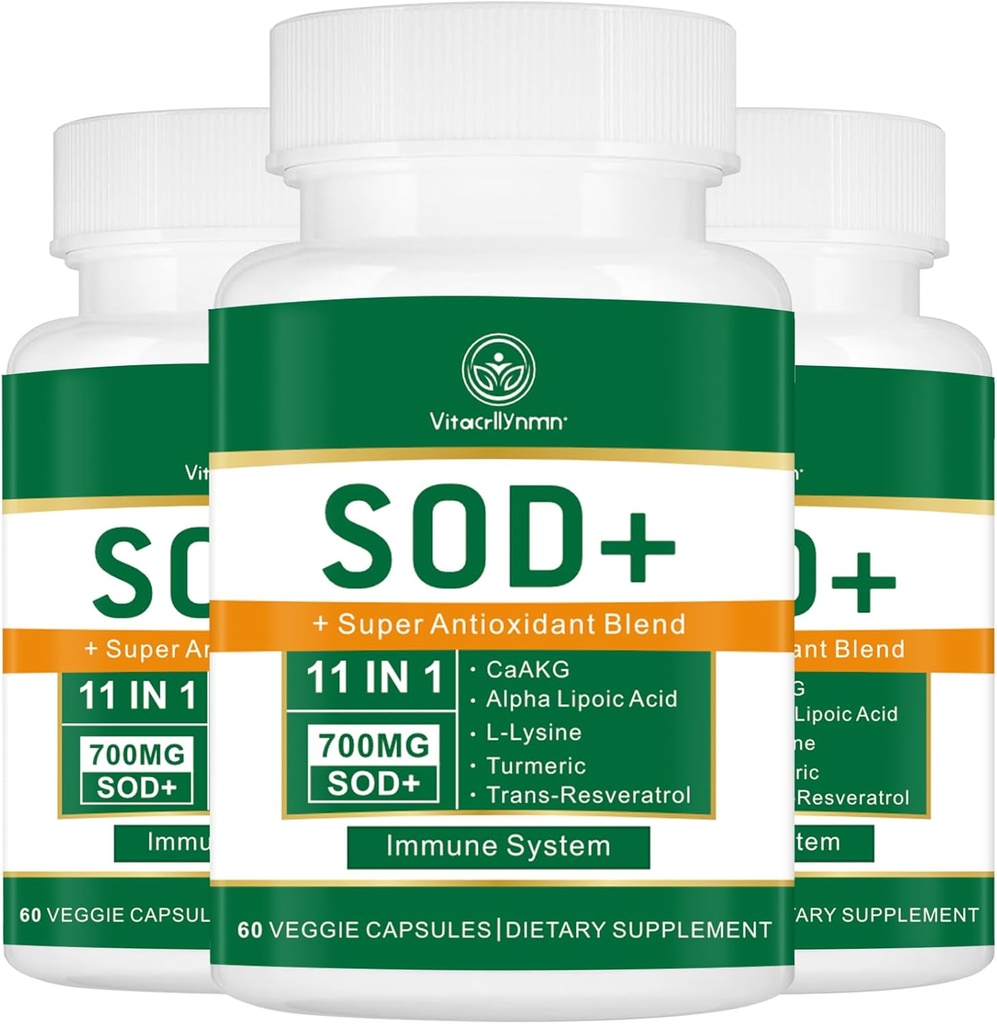 700MG Sod Superoxide Dismutase Supplement - Υψηλής ισχύος αντιοξειδωτικό συμπλήρωμα για την Κυτταρική Υγεία - 180 κάψουλες