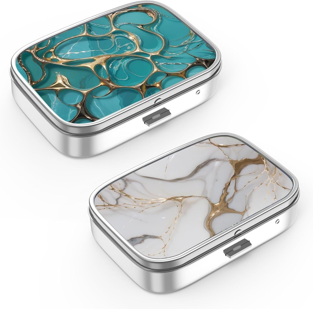 Κιβώτιο χαπιών 2 Διαμέρισμα μικρή θήκη χαπιών, Πόρτο για Pocket ή Purse Pill διοργανώτρια θήκη χαπιών για να κρατήσει βιταμίνες, φαρμακευτική αγωγή, ιχθυέλαιο και συμπληρώματα(2PCS)