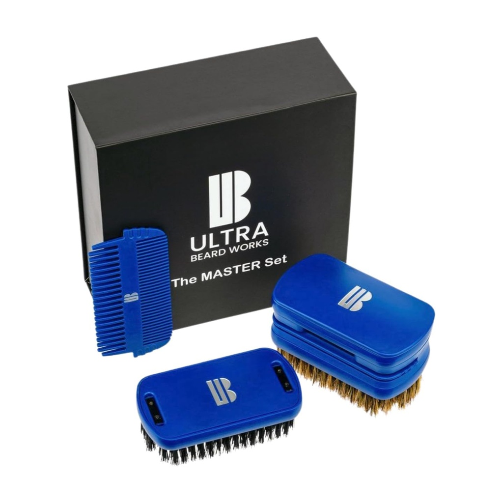 Magnetized High-end Beard Brush “Master” Σετ. Το "ULTIMATE BRUSH" είναι ένα σετ πινέλο 3-σε-1. Περιλαμβάνει: καθρέφτη, αποθηκευτικό χώρο, δύο χτένες και δύο βούρτσες. Αποσπώμενα κομμάτια κάνουν μια προσαρμοσμένη μονάδα.