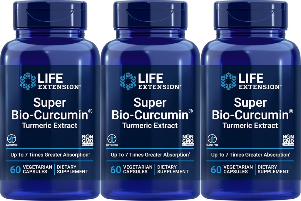 Επέκταση ζωής Super Bio-Curcumin Turmeric Extract 400 mg, 60 κάψουλες χορτοφαγικής (πακέτο των 3)