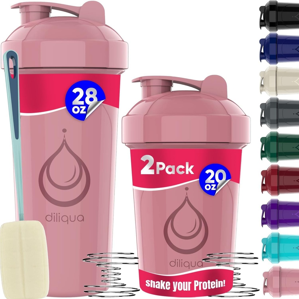 2 PACK, 28 oz & 20 oz Shaker μπουκάλια με ισχυρό σύρμα Whisks για τα μείγματα πρωτεϊνών 