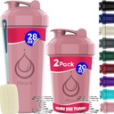 2 PACK, 28 oz & 20 oz Shaker μπουκάλια με ισχυρό σύρμα Whisks για τα μείγματα πρωτεϊνών 