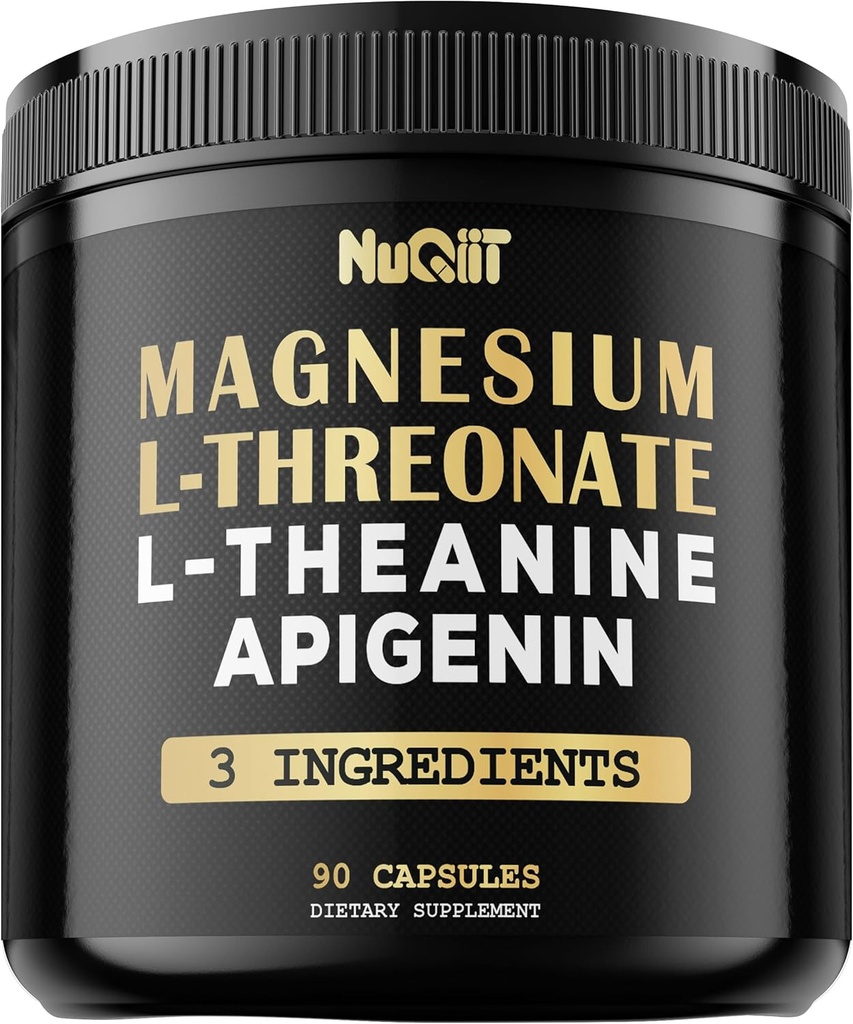 Μαγνήσιο L-Θρεονικό 1500mg L-Θεανίνη 200mg Συμπλήρωμα Apigenin 100mg - 90 κάψουλες - Εντυπωσιακά Οφέλη για Συγκέντρωση, Άνετο Νους & Εγκεφαλική Υγεία - 10% Καθαρό Στοιχειώδες Μαγνήσιο