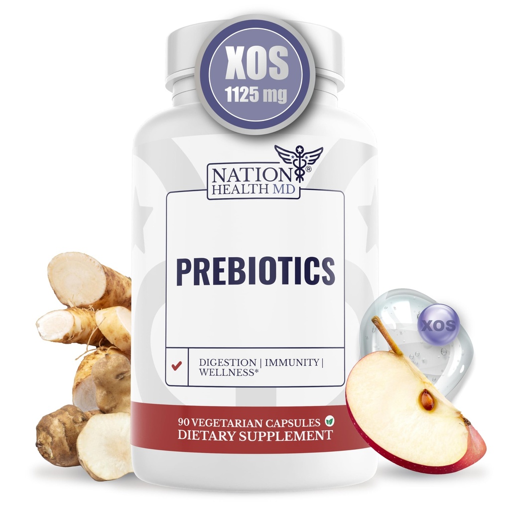 Prebiotics Supplement for Gut Health & Digestion - Prebiotic Fiber with XOS, Inulin, Chicory Root, Jerusalem Artichoke - Digestive Health Prebiotics for Women & Men, 90 Capsules