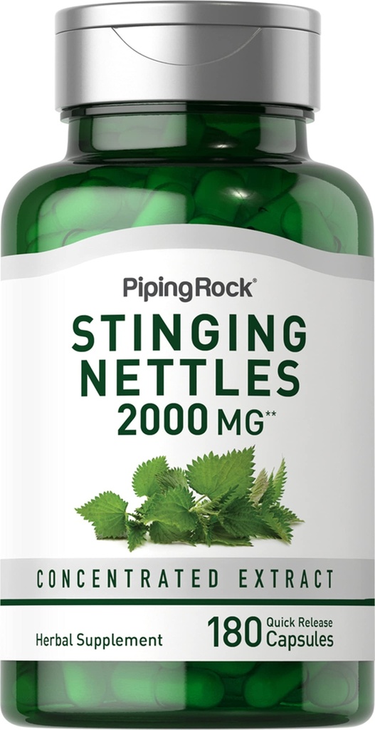 Piping Rock Stinging Nettles Supplement | 180 Capsules | Concentrated Herb Leaf Extract | Non-GMO, Gluten Free