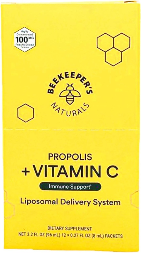 Beekeepers Naturals Liposomal Propolis with Vitamin C 12 Count, 0.27 Fz