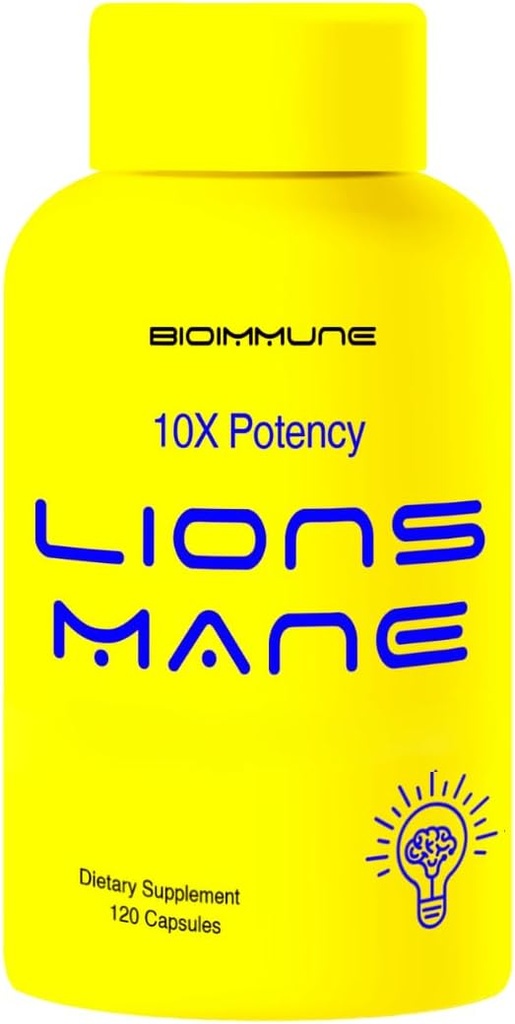 Organic Lions Mane Συμπληρώματα Κάψουλες 120 κάψουλες w/Patent LitropaneTM Immune System Booster Nootropic Brain Support Mushroom Supplement. 10X εκχύλισμα σε σύγκριση με 18000mg