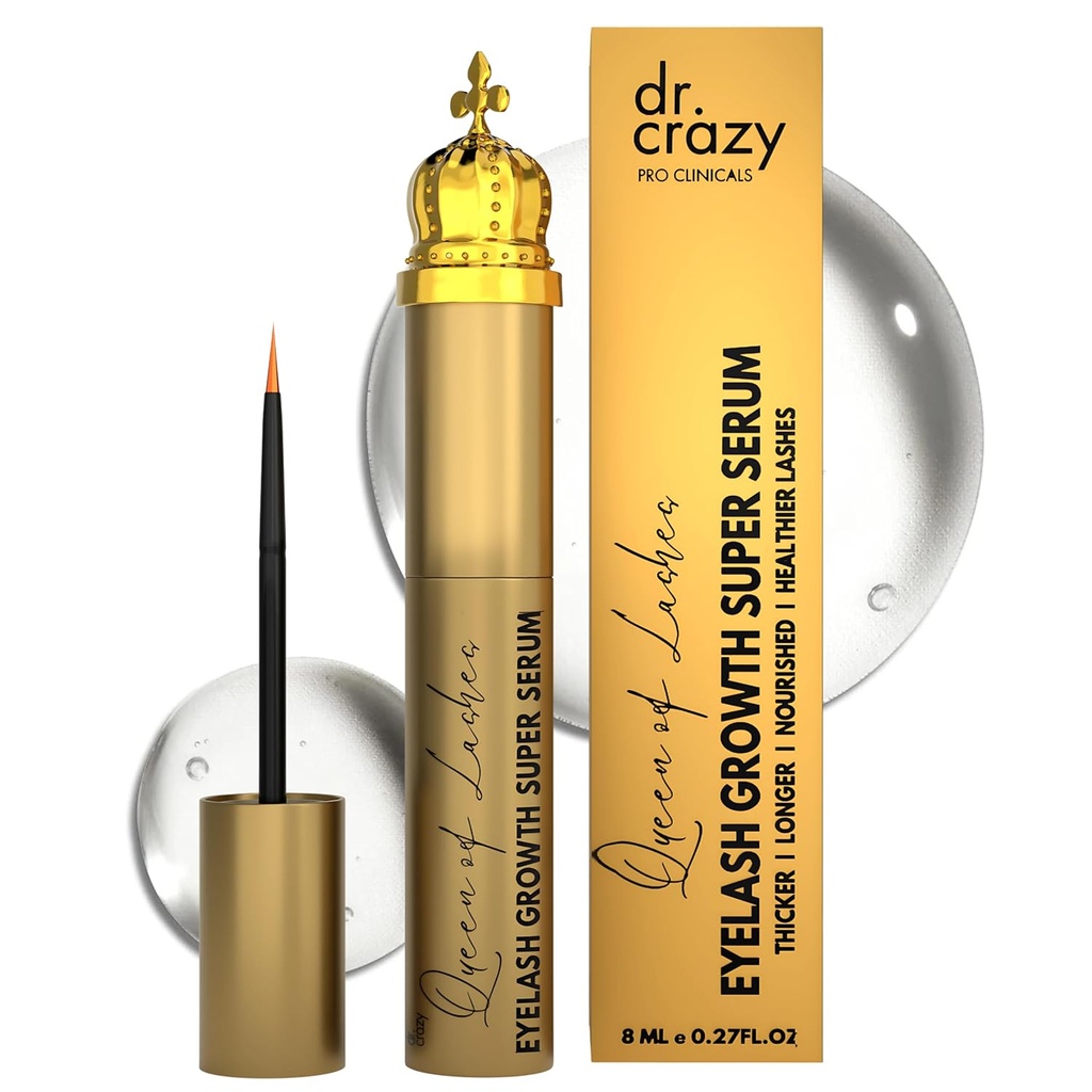 Βασίλισσα των Lashes Peptide Growth Serum - Lash & Brow Enhancer με Peptides & Ginseng Root Extract - Ορμόνη Δωρεάν, οφθαλμίατρος Δοκιμασμένη Formula για Longer, Fuller Lashes (8 mL)