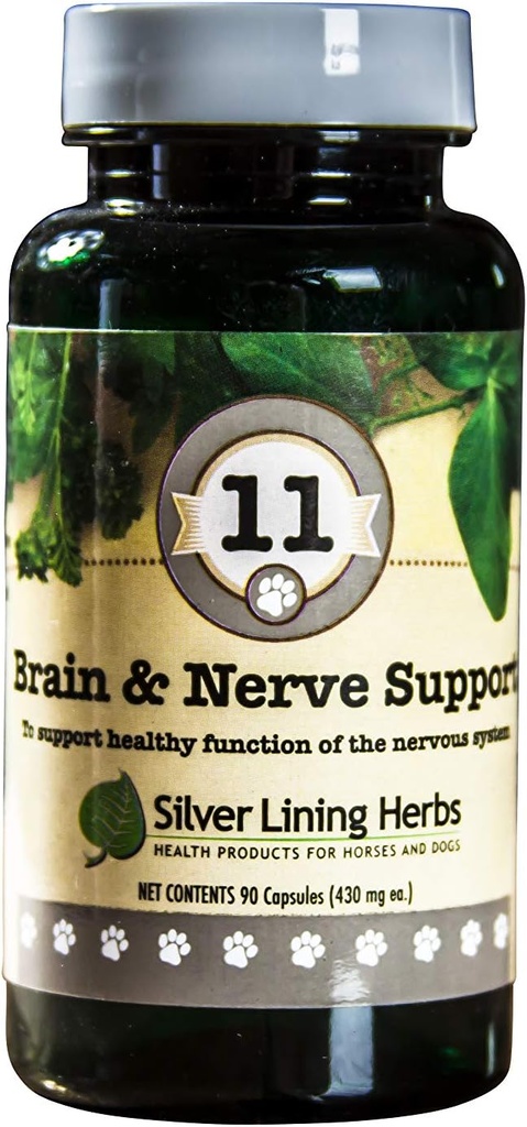 Silver Lining Herbs 11 Canine Brain & Nerve Support - Φυσικό προϊόν βοηθά στη διατήρηση του νευρικού συστήματος, του εγκεφάλου, & του καλαμποκιού σπονδυλικής στήλης - συμπλήρωμα βοτάνων βοηθά στη διατήρηση της ευτυχίας & καλή διάθεση - 90 κάψουλες