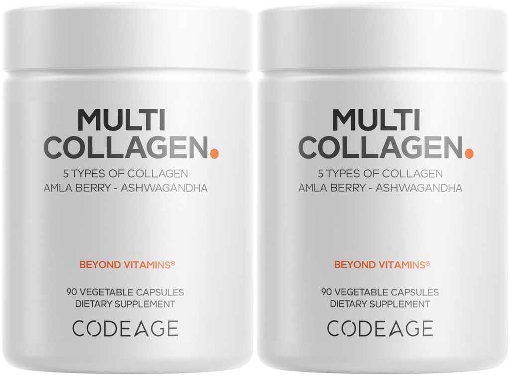 Codage Multi Collagen Capses – 5 Collagen Types I, II, III, V & X – Υδρολυμένη Πρωτεΐνη Βοοειδών με Ashwagandha, Amla, και Βιταμίνες - 2-Pack