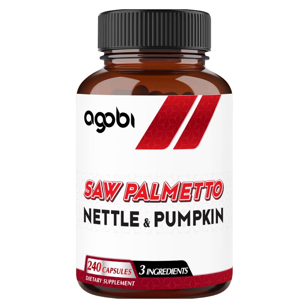 agobi Saw Palmetto συμπλήρωμα με Nettle Leaf & Pumpkin - Υποστήριξη για την ανάπαυση Mood, την υγεία των μαλλιών, το ανοσοποιητικό σύστημα & την παραγωγή ενέργειας - 240 κάψουλες Veggie για 4-Month Suppply