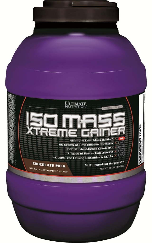 Ultimate Διατροφή ISO Μάζα Xtreme Κερδίζω, Βάρος Κερδίζοντας πρωτεΐνη σκόνη με Creatine, 60 γραμμάρια πρωτεΐνης, Whey Isolate πρωτεΐνη σκόνη για Lean Μύες Κερδίστε, 10 LBS με 30 εξυπηρετούν, σοκολάτα