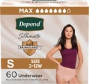 Depend Silhouette Adult Diapers, Incontinence & Postpartum Bladder Leak Underwear for Women, Maximum Absorbency, Small, Pink, 60 Count (2 Packs of 30), Packaging May Vary