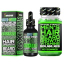 Beard Growth Kit w/ 6X Liquid BIOTIN Supplement with Collagen Peptides + 620,000mcg 14-in-1 BIOTIN Gummies/Beard Growth Vitamins & Hair Growth Vitamins for Men - Formulated in America