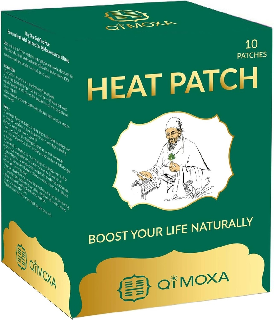Natural Heat Patch-Neck, Shoulder, Back, Elbow, Joint, Muscle, Cramps-Moxibustion Vital Energy Heating Pads Penetrate Deep-Fast Acting Packs-Long Lasting Patches-10PCS