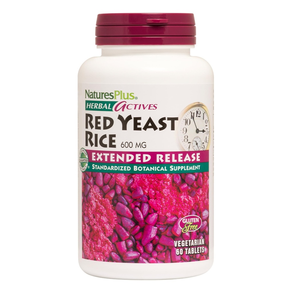 NaturesPlus Herbal Actives Red Yeast Rice, Extended Release - 60 Tablets - Non-GMO, Vegetarian, Gluten Free - 60 Servings