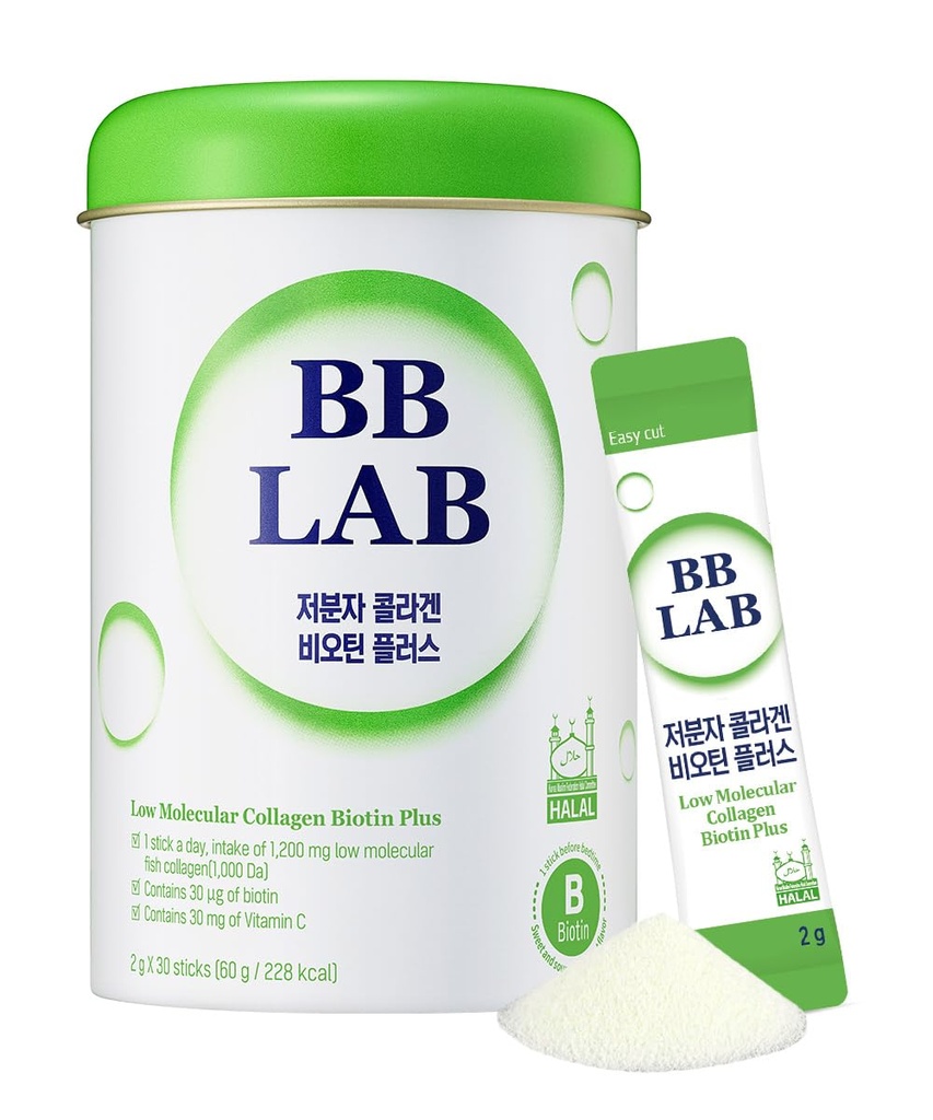 BB LAB χαμηλή μοριακή κολλαγόνο Biotin Plus, Hanal Collagen, συμπλήρωμα σκόνης, κορεατικό θαλάσσιο κολλαγόνο, ψάρια κολλαγόνο πεπτίδια, βιοτίνη, βιταμίνη C, γρήγορη απορρόφηση, Shine μοσχάτο γεύση