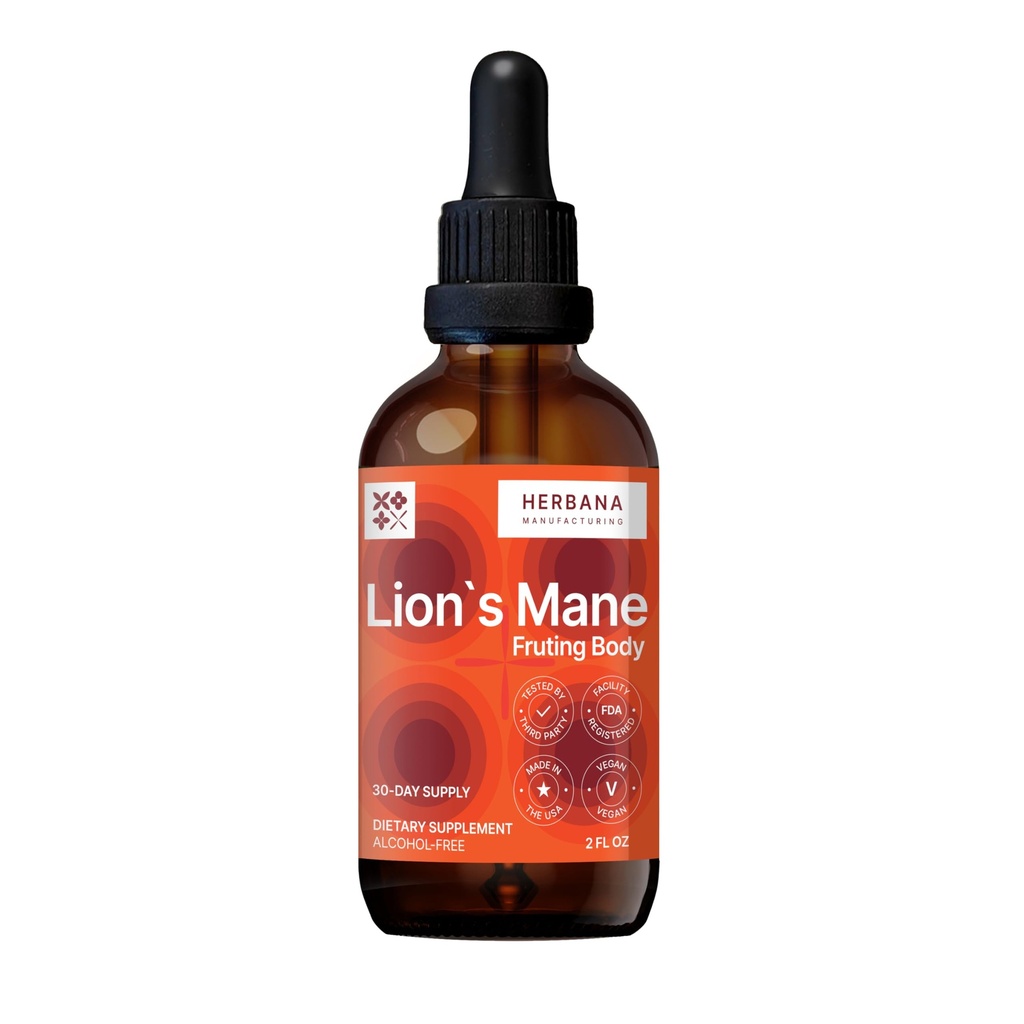 Lion's Mane 2 fl oz Liquid Extract - Φυσικές σταγόνες μανιταριών - Βάμμα για τον εγκέφαλο, τη μνήμη, τη διανοητική σαφήνεια & εστίαση - Ανοσολογική υποστήριξη - Φόρμουλα υψηλής ισχύος - 30-Ημέρα προσφοράς