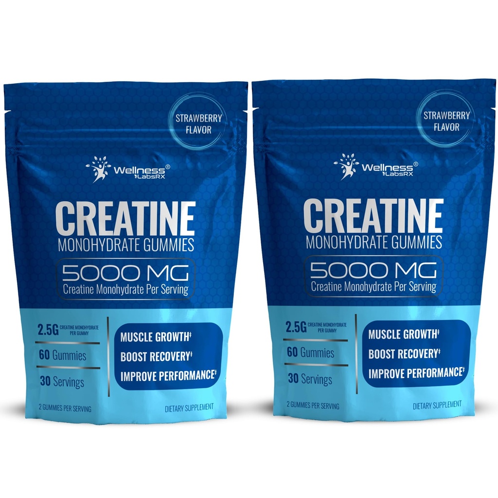 Creatine Gummies 5000mg, 30 υπηρεσίες Creatine Monohydrate Gummies - Τρίτο μέρος δοκιμαστεί πλάσμα για τις γυναίκες, Φράουλα Flavor Creatine για τους άνδρες, μυϊκή ανάπτυξη, δύναμη, και ανάκτηση - Συσκευασία του 1