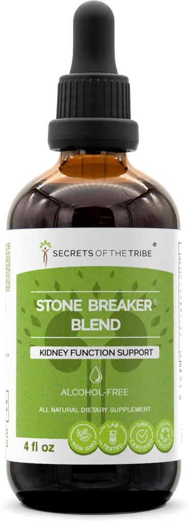Μυστικά της φυλής Stone Breaker Blend Alcohol-Free Extract, Stonebreaker, Burdock, Yucca, Goldenrod, Horsetail, Tribulus. Βάμμα γλυκερίτη, υποστήριξη λειτουργίας νεφρών (4 fl oz)
