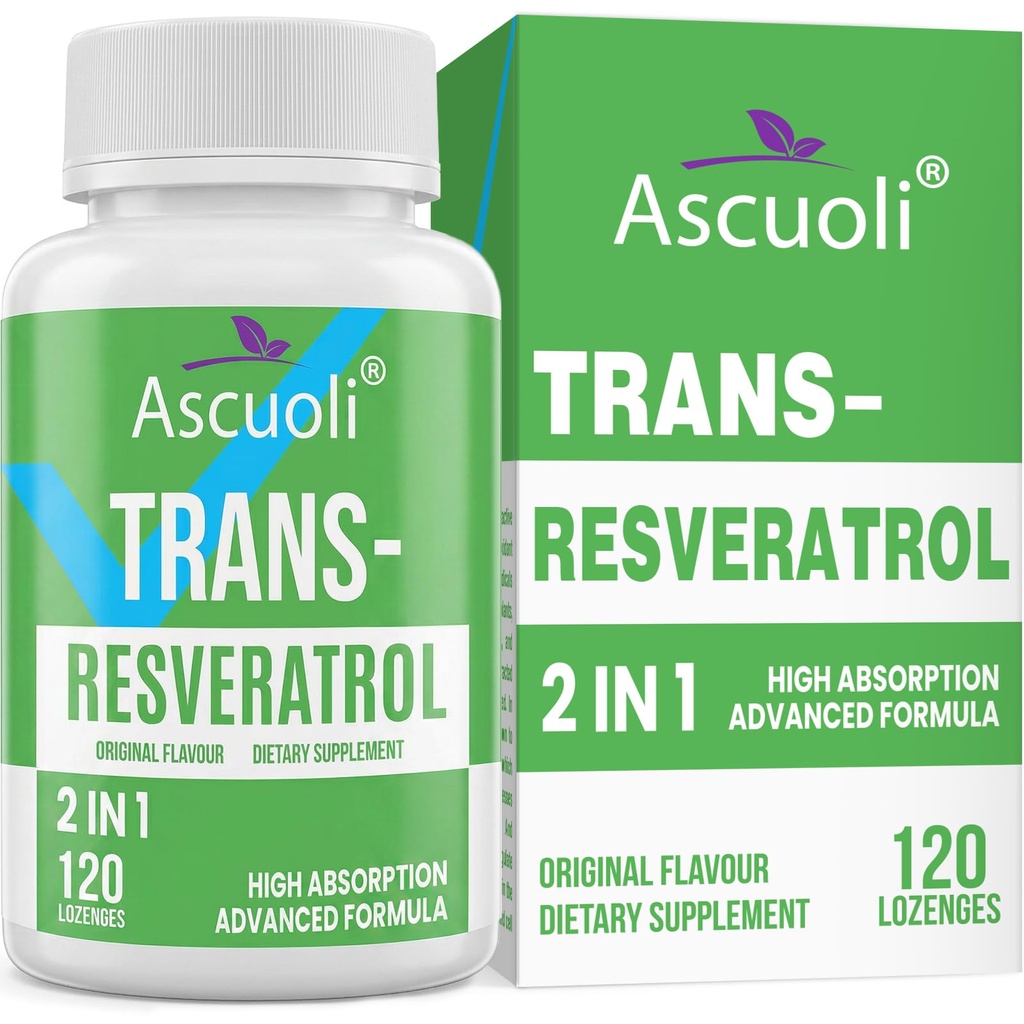 Sublingual Trans-Resveratrol Purity 99%, 3-in-1 Advanced Formula Resveratrol Supplement for Boost NAD+, Immune & Energy Support, Anti-Aging, Skin & Overall Health, 120 Lozenge (120-Day Supply)