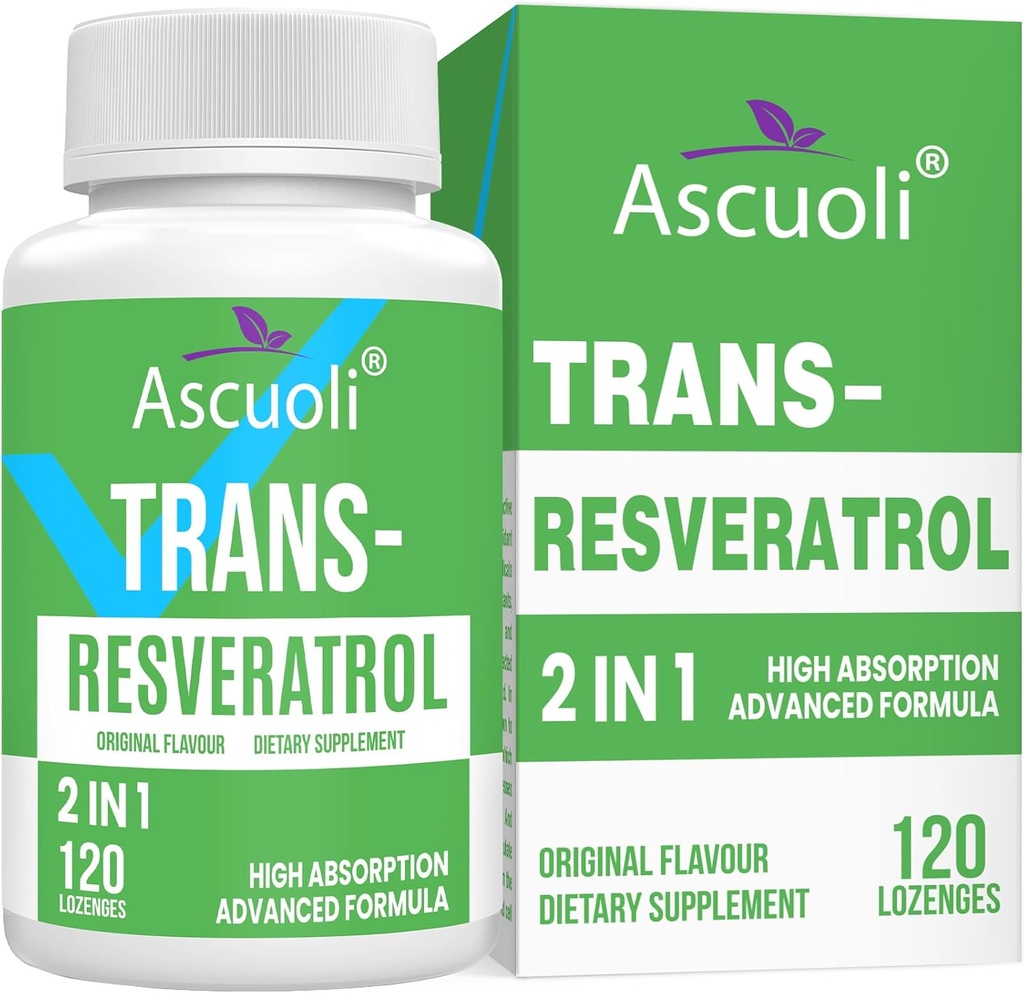 Sublingual Trans-Resveratrol Purity 99%, 3-in-1 Advanced Formula Resveratrol Supplement for Boost NAD+, Immune & Energy Support, Anti-Aging, Skin & Overall Health, 120 Lozenge (120-Day Supply)