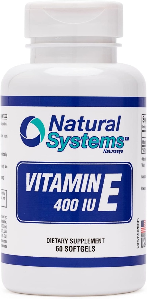 Vitamin E 60 Softgels 400 IU by Natural Systems - Vitamin E Συμπληρώματα Ανοσοποιητικού Συστήματος Υποστήριξη * - Vitamin E Softgels Δερμοκαλλυντική Φροντίδα - Φυσική Βιταμίνη E Μη-Ζάχαρη, Μη Τεχνητές Γεύσεις ή Συντηρητικά