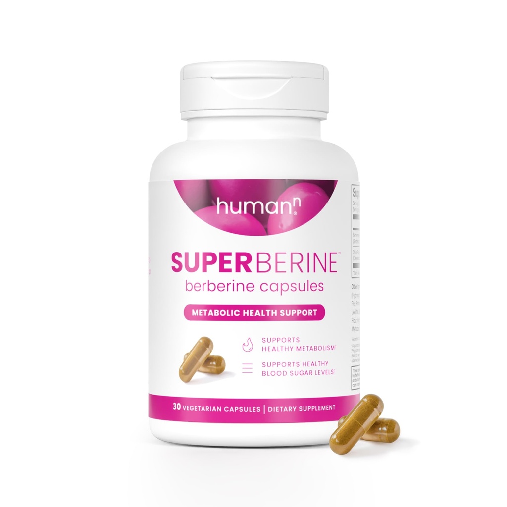Humann SuperBerine Berberine Συμπληρώματα, Υγιής Μεταβολισμός & Υποστήριξη ζάχαρης αίματος - Κλινικά Ερευνημένο Συστατικό - Υψηλή Απορρόφηση, Συμπυκνωμένη Φόρμουλα Δόσης με εκχύλισμα φύλλων ελιάς - 30 Κάψουλες