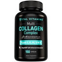 Vital Vitamins Multi Collagen για γυναίκες & άνδρες - Type I, II, III, V, X - Grass Fed, Non-GMO - 150 κάψουλες